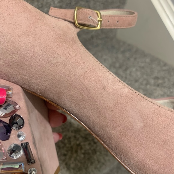 Bettye Muller Pink Suede Jeweled Heels - Picture 12 of 12